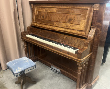 RARE 4 pedal CROWN orchestral piano. Burled walnut